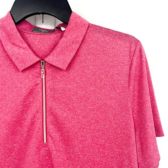 Callaway Womens Golf Polo Shirt Large Pink Peacock Quarter Zip Short Sleeve NWT - Picture 5 of 9